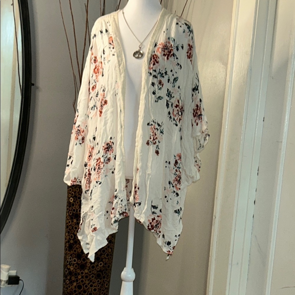 Maurices Floral Cream Poncho